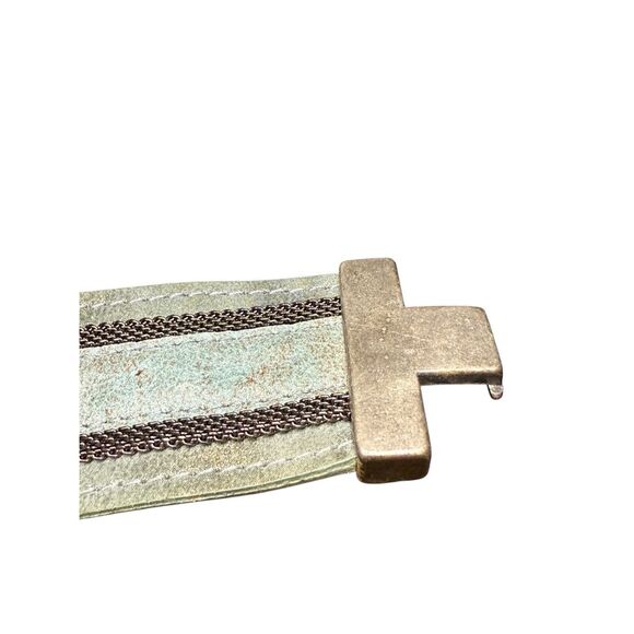 Anthropologie metal and leather wrap cuff - Picture 2 of 8